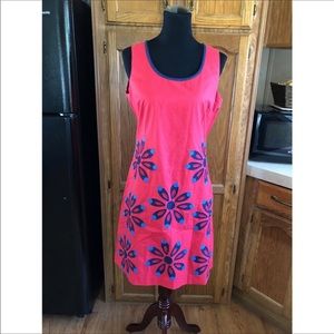 Boden red and navy shift dress size 14